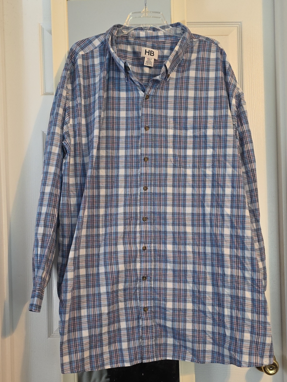 HB Men's Blue Plaid Long-Sleeve Button-Down Shirt